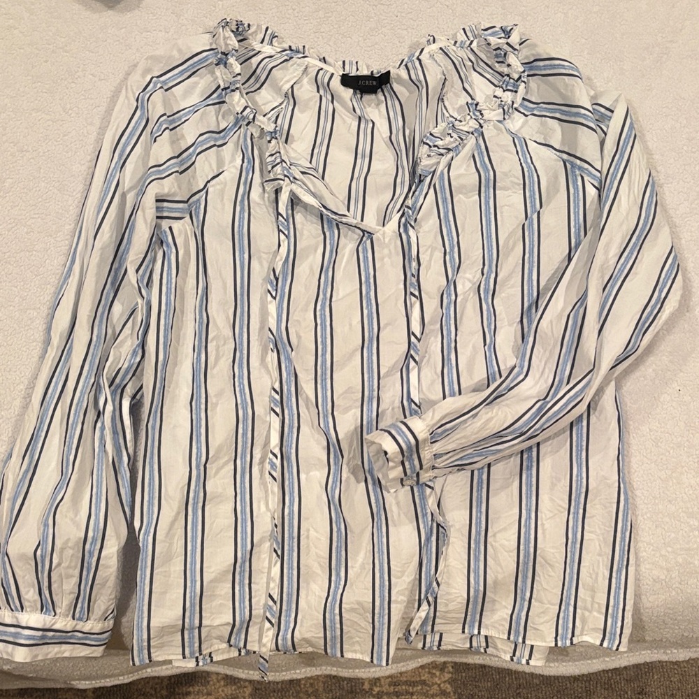 J. Crew Blue and White Striped Blouse